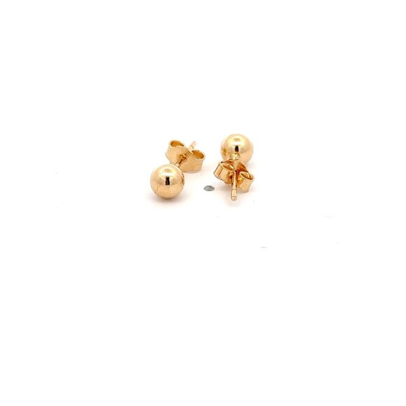 18K Gold Earrings Stud Balls Polished Small - Picture 2 of 8